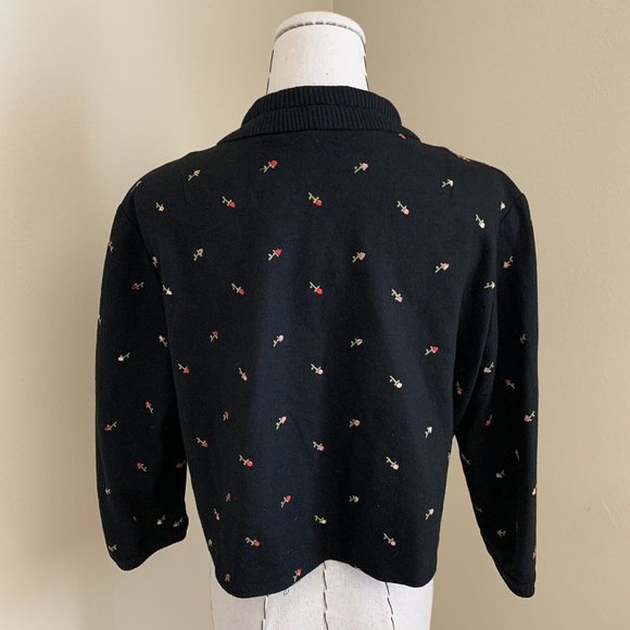 Vintage 50s Rosebud Pink Ribbon Embroidered Cardigan Jacket Rockabilly Pinup - Picture 8 of 12